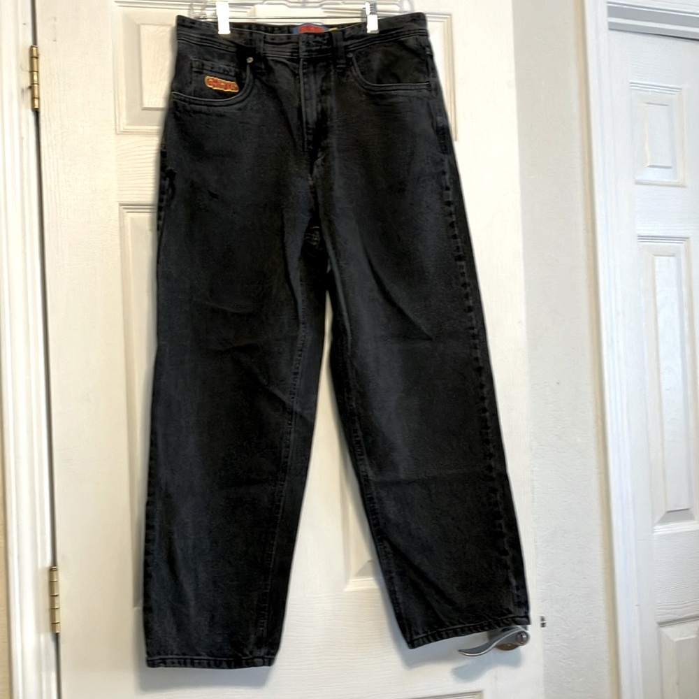 EMPYRE Zumiez Skateboard Jeans Womens 30 Black Straight Relaxed High Rise Y2K